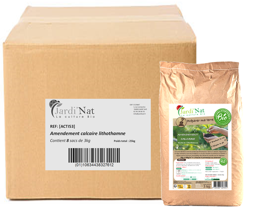 Carton : Amendement calcaire lithothamne 3kg* (8 unités)